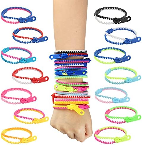 LANMOK Pulsera con Cremallera ansiedad de Amistad 28 Unidades de Pulseras Coloridas ansiedad Juguete sensorial niños de Navidad para aliviar el estrés y premios para Fiestas de Navidad LANMOK Pulsera con Cremallera ansiedad de Amistad 28 Unidades de Pulseras Coloridas ansiedad Juguete sensorial niños de Navidad para aliviar el estrés y premios para Fiestas de Navidad