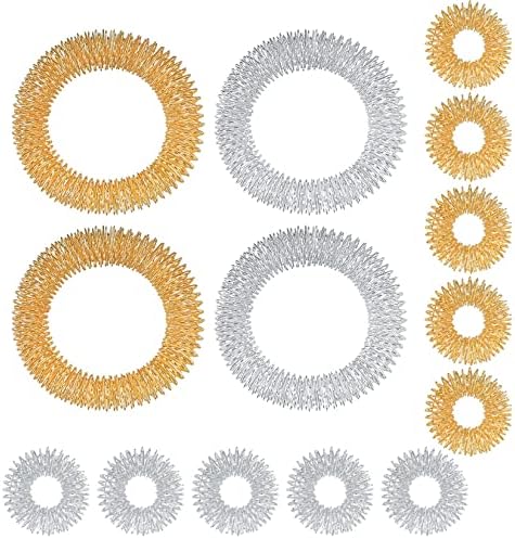 14 Pièces Anillos y Pulseras de Masajeador de Dedos (10 Anillos, 4 Pulseras), Anillos de Acupresión para Adolescentes, Reductor de Estrés y Masajeador de Muñeca, Oro y Plata 14 Pièces Anillos y Pulseras de Masajeador de Dedos (10 Anillos, 4 Pulseras), Anillos de Acupresión para Adolescentes, Reductor de Estrés y Masajeador de Muñeca, Oro y Plata