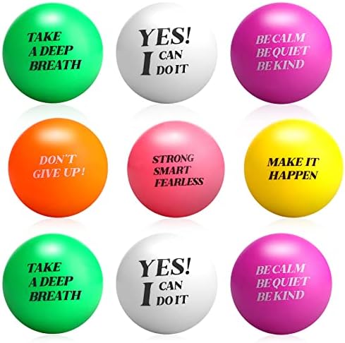 Kasyat 30 Piezas de Bolas de Estrés Motivacionales Bolas de Espuma de Colores Bola de Alivio de Estrés Inspiradora Paquete de Bola de Estrés con Citas Bola Pequeña de Ansiedad para Motivar Alentar