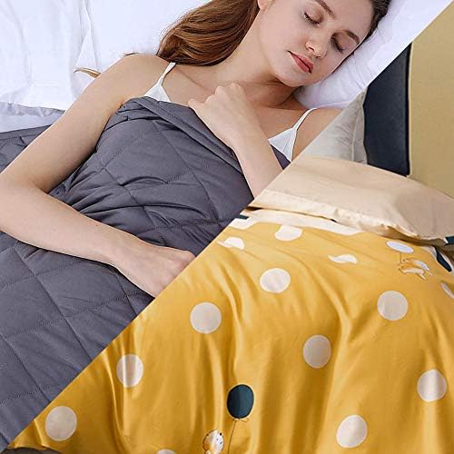 Manta Terapia con Funda,2.3kg Weighed Blanket para Peso Corporal 18-32kg para Adultos Terapia Ansiedad Efecto Sueño Calmante Cuentas de Vidrio Acolchado,91x122cm,Amarillo