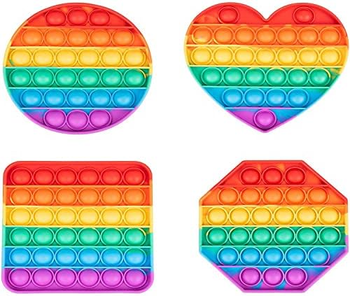 4 Piezas Sensorial Herramientas, Pop it Fidget Toy, POPI Antiestres, Silicona Sensorial Fidget Juguete, Push Pop Bubble Fidget Juguetes Antiestres, para Aliviar el Estrés y la Ansiedad