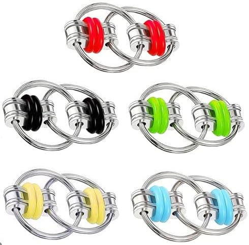 5 Piezas de Cadena Flippy, De Juguete Bike Chain,Flippy Chain Fidget, Cadena de Almohadilla Antiestrés, Juguetes de Cadena de Dedo, para Niños Adultos Alivio del Estrés y La Ansiedad