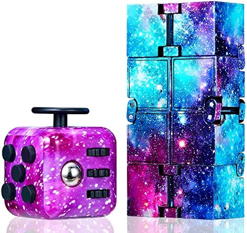 Chennyfun Juego de 2 Juguetes para Fidget, Juguetes Galaxy Fidget Cubo Infinito Cubo,Colorido Anti-ansiedad Anti-Stress AD, TDAH, Autismo Juguetes Killing Time para niños y Adultos Mayores de 3 años
